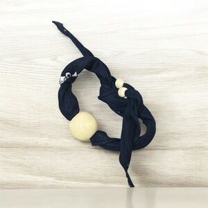 (#91) Navy Blue Knotted bracelet with Cream Beads